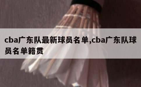 cba广东队最新球员名单,cba广东队球员名单籍贯